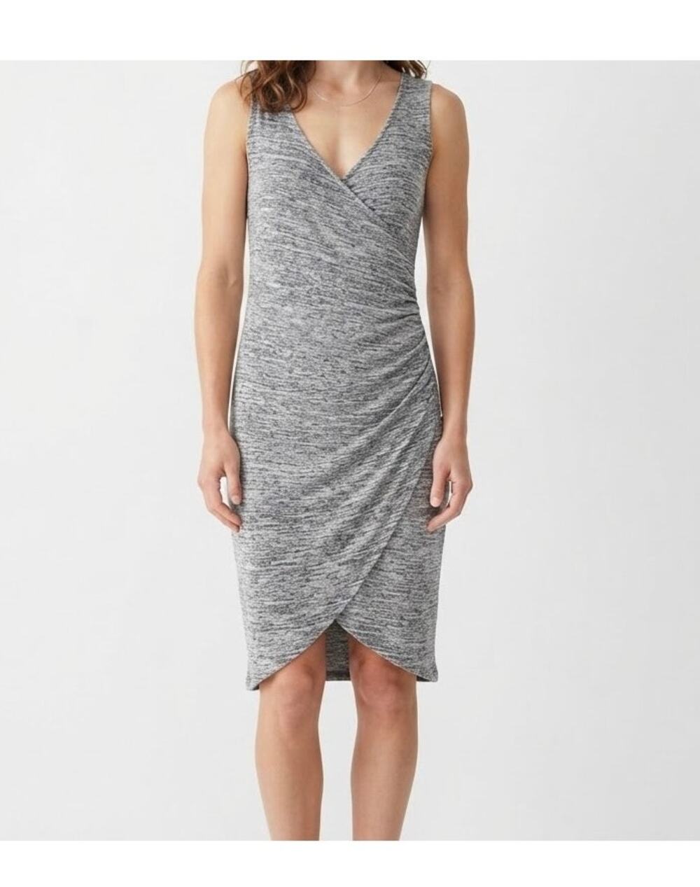 Leith Nordstrom Gray Heather Ruched Wrap Midi Dress Women Size XXS Casual Chic